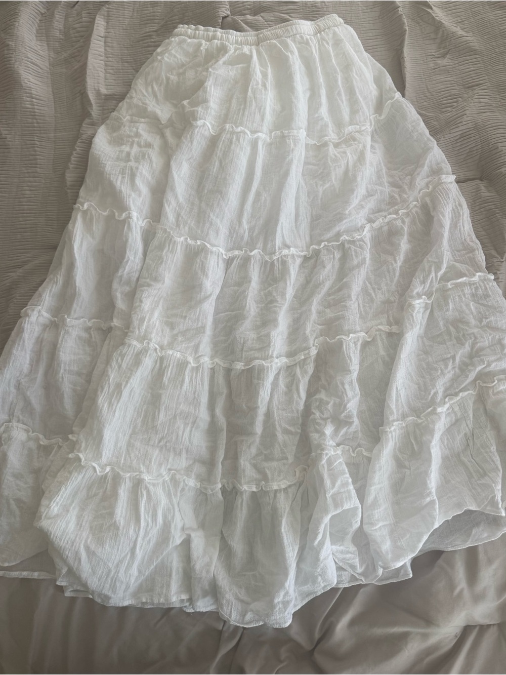 Women's White Tiered Maxi Skirt - Picture 2 of 2